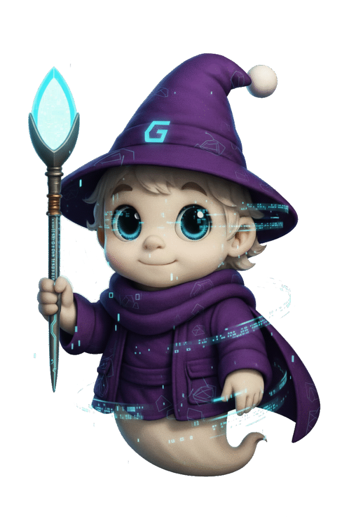 GraxiTech digital wizard mascot representing innovation and technology